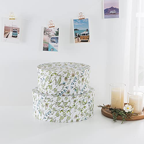 Soul & Lane Spring Festival Oval Paperboard Decorative Storage Boxes With Lids - Set 2: Nesting Cardboard Home Décor Containers, Stacking Floral Design Gift Boxes, Vintage Mache Craft Storage #TOP3