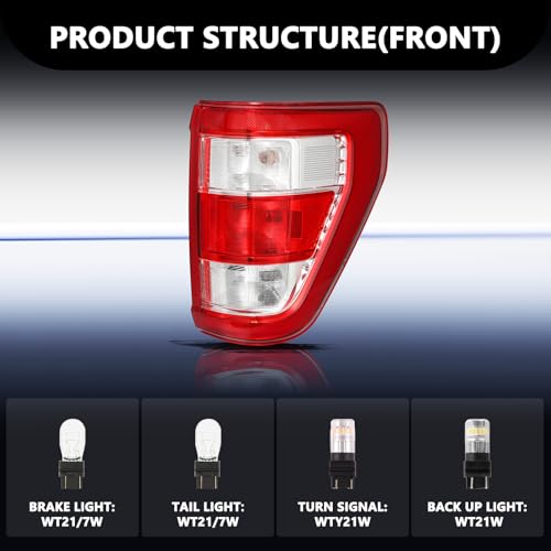 Image of Aosky Halogen Tail Light Assembly Compatible with 2021-2024 Ford F150 without Blind Spot Rear Taillight Brake Signal Lamp (Pair)