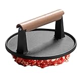 Hamburger Press - Máquina para hamburguesas de hierro fundido con mango resistente al calor, dispositivo de prensa portátil para barbacoa
