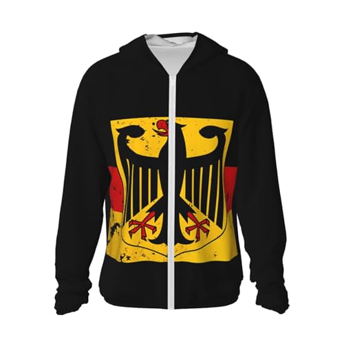 Germany Coat of Arms German Flag UPF 50+ Sun Protection Hoodies Long Sleeve Sun Shirt Full Zip Light Fishing Jackets