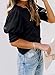 Puff Sleeve Shirts for Women Trendy Loose Fit Crewneck Summer Dressy Casual Tops (Black,XL)