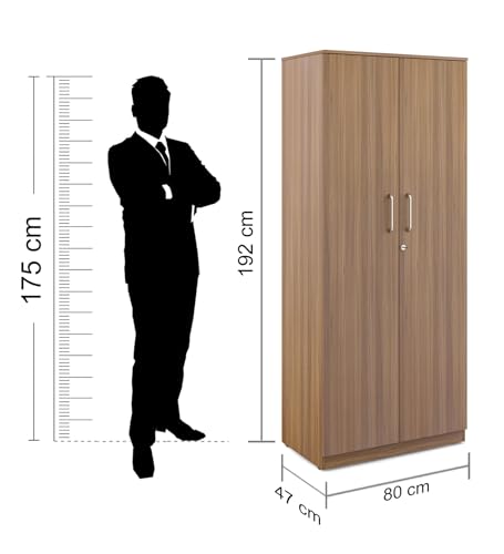 Image of Knox 2-Door Wardrobe | Engineered Wood | Exotic Teak Finish | Matte | Bedroom Storage | Hinged Doors | 4 Shelves | 1 Hanger Rod | Termite & Scratch Resistant | 3-Year Warranty
