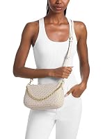 Michael Kors Women's Carmela Medium Convertible Crossbody Bag, Gold-Tone Hardware/MK Signature/Light Cream — image 3