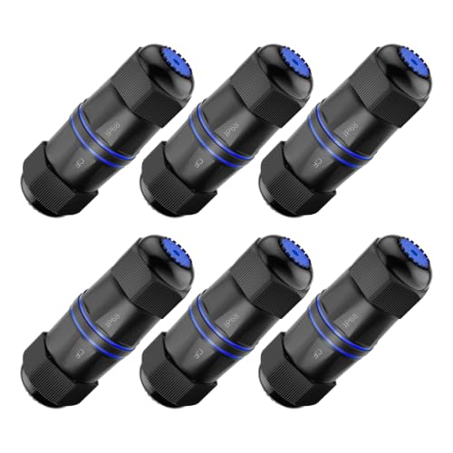 VCELINK CAT6 Waterproof RJ45 Coupler IP68 3.23" PoE Support, Blue, 6-Pack