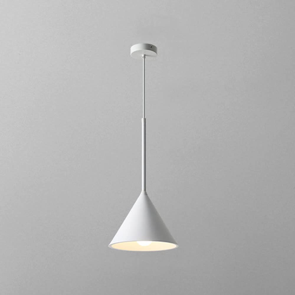 Lámpara colgante de resina con cono blanco y altura ajustable para salón