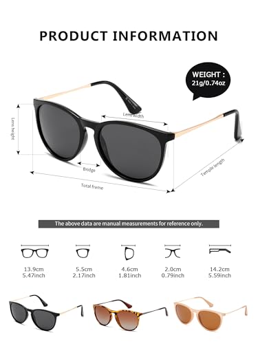 (3 PACK) Vintage Round Sunglasses for Women Men Classic Retro Designer Style2