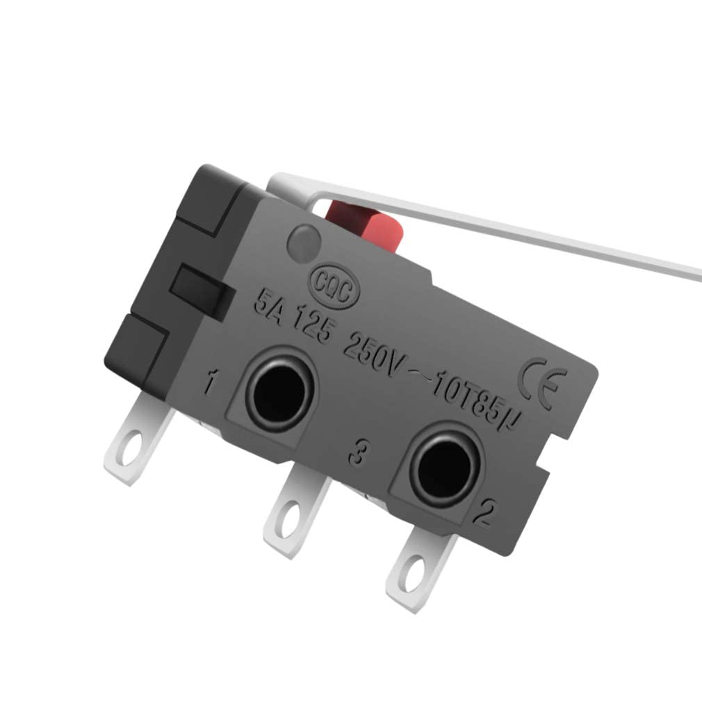 Micro Limit Switch, 2.2 Inch Micro Switch with Lever SPDT 1NO 1NC, 3 Pin Push Button Momentary Limit Switch AC 5A 125V 250V(12 Pcs)