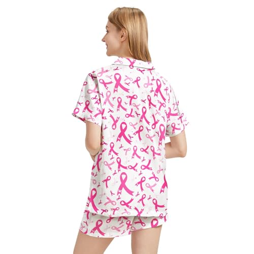Image of Silk Satin Pajama Set for Women Summer Lounge Pjs Sets 2 Piece Suit Ladies Button Down Tops And Shorts Sleepwear