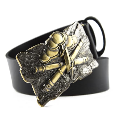 Casual leather belt with artillery belt buckle Gods of war, Handmade military heavy artillery solid brass belt buckle on leather belt4