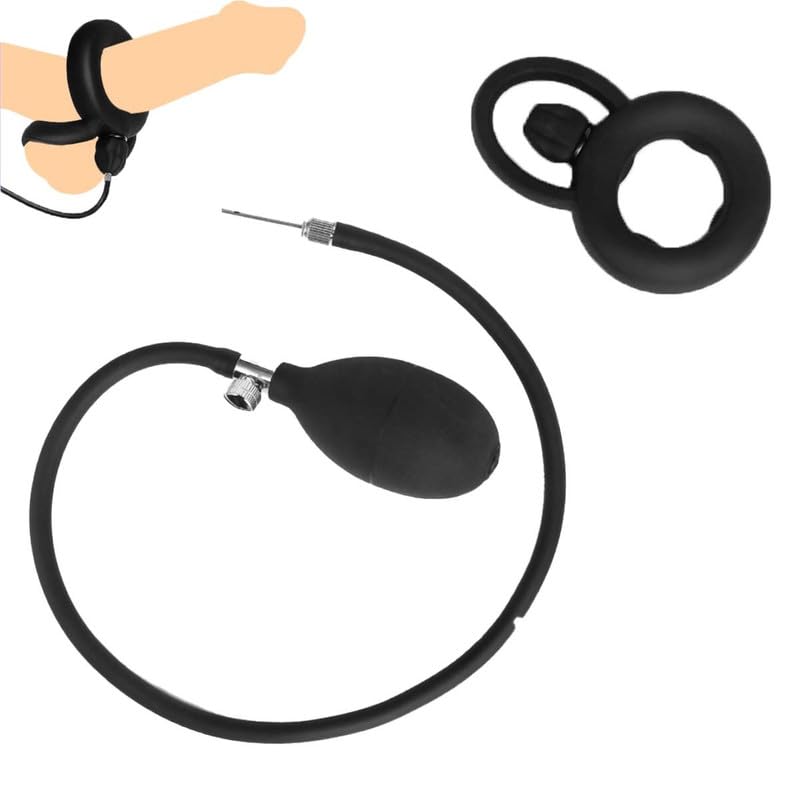 Bague D'entraînement D'endurance en Silicone Noir pour Hommes, Conception Gonflable avec Plusieurs Options D'utilisation, Adaptée À L'entraînement D'endurance...