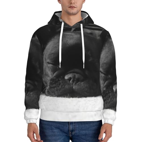 Pull bouledogue français homme avec sweat à capuche et poche