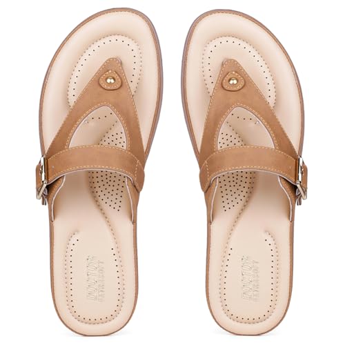 Image of DOCTOR EXTRA SOFT Women's Flat Comfortable Memory Foam Slippers /Flip-Flops Fashion Stylish Casual Diabetic Orthopedic Lightweight Synthetic Slip-on Sandals with Adjustable Strap for Girls /LadiesD-623