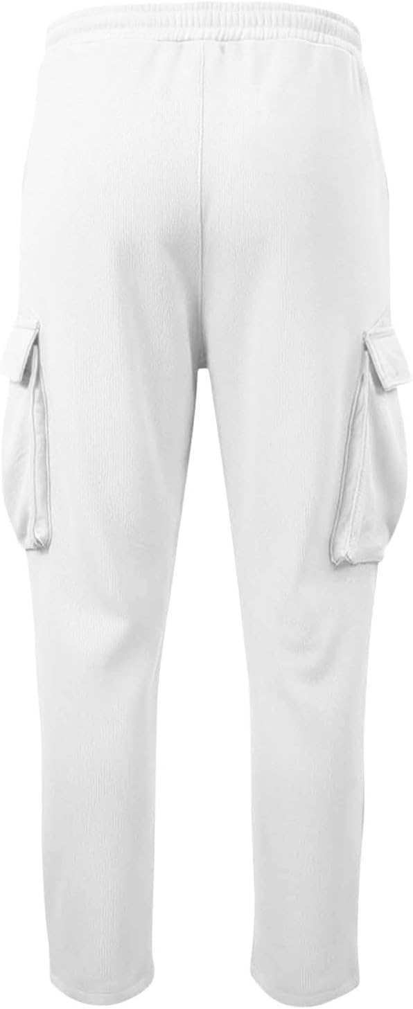 Men's Big and Tall Cargo Sweatpants Open Bottom Workout Joggers | Cargo Sweatpants for Men Big and Tall Loose Fit Casual Workout Running Pants Drawstring Joggers Straight Leg Cargo Pants