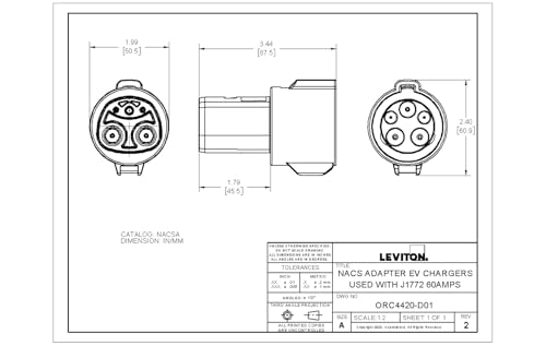 Image of Leviton Adapter for SAE J1772 Electric Vehicle (EV) Charging Stations, NACSA, Black