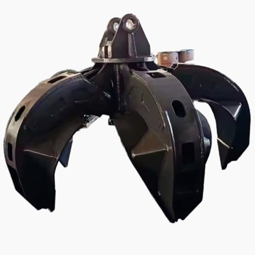 Scrap Steel Bucket Grab, 5 Tine Hydraulic Orange Peel Grapple, 360 Degree Continuous Rotating Salvage Claw for Industrial Waste Management & Demolition, Fits 15-25 Ton Excavators