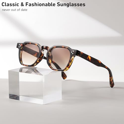 Image of Gleyemor Stylish Retro Sunglasses for Men Women Fashion Vintage Square Sunglasses UV400 Protection Shades