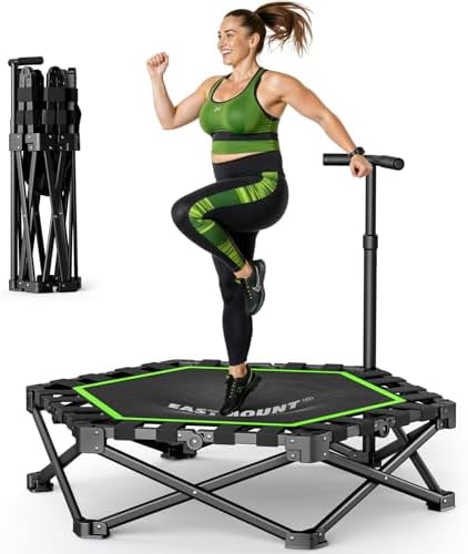 EAST MOUNT 42-Inch Foldable Rebounder Trampoline with Adjustable Handle, 450 lb capacity