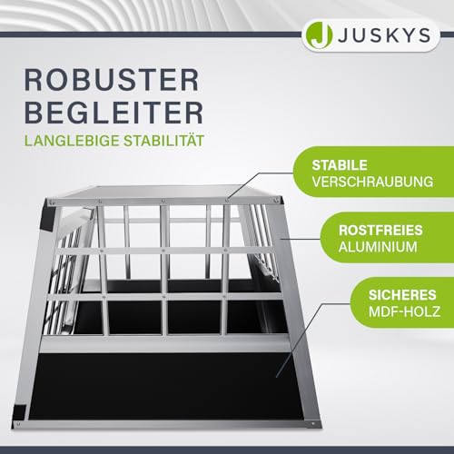 Hundebox für Auto Juskys Alu Hundetransportbox M, 69x54x50 cm