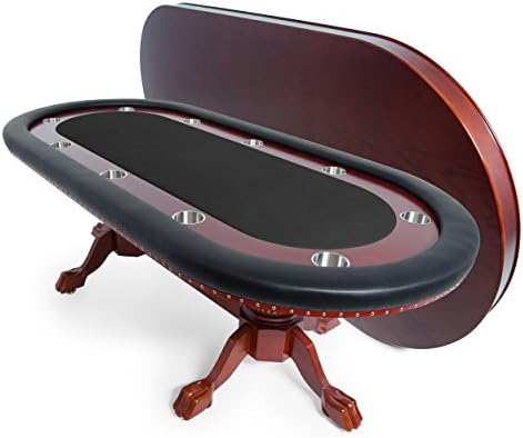 BBO Poker Rockwell Poker Table for 10 Players with Black Felt Playing Surface, 94 x 44-Inch Oval, Includes Matching Dining Top