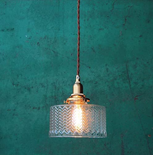 Lanterne de suspension en verre E27 et laiton vintage pour hanging lamp bar et café