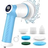 Electric Spin Scrubber cordless,IPX7 Waterproof Electric Cleaning Brush with 7 Replacement Heads, Intelligent 2 Speed Shifting,Electric Scrubber for Bathroom,Kitchen,Tile,Garden,Floor/car