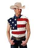 ROPER Mens American Flag Sleeveless Shirt L Red
