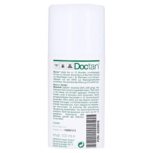 Doctan Lotion für Kinder ab 6 Monaten – bis zu 12h zuverlässiger Schutz vor Mücken, Zecken, Stechfliegen, 100ml