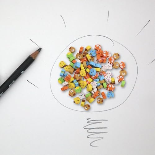 Rumyve 100 Pcs Mini Cube Erasers - Cute Animal and Fruit Shaped Pencil Erasers for Students, Party Gifts, Classroom Rewards (Animals) - Image 4