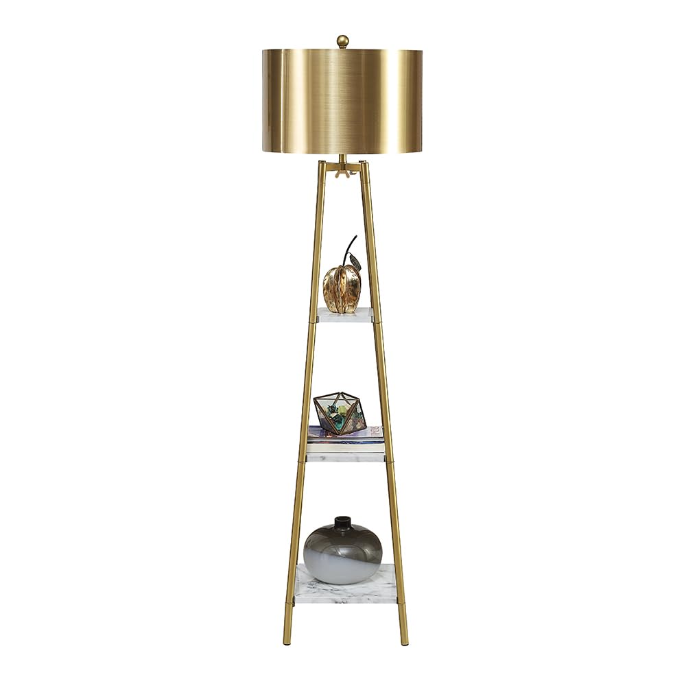 ROSEN GARDEN Floor Lamp, Standing Reading Light with Shelves