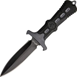 MTech USA MT-20-14GY Fixed Blade Neck Knife, Black Blade, Black/Grey Handle, 6-1/2-Inch Overall