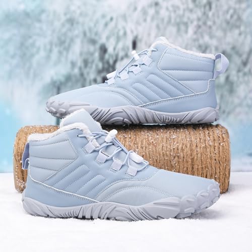 CLOUDEMO Hike Winter Shoes, Barefoot Five Finger Footwear, Mens Snow Boots (Light Blue,10 Women/8.5 Men)3