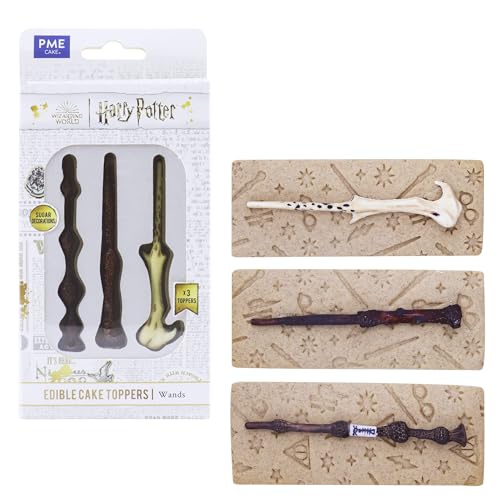 PME Harry Potter Set de 3 Toppers de Cupcakes Comestibles, Baguettes