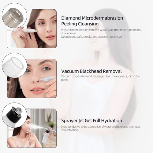 IeBilif Diamond Microdermabrasion Machine, 3 in 1 Diamond Microdermabrasion Dermabrasion Machine Professional for Blackhead Removal, Home Use Facial Skin Care Dermabrasion Kit