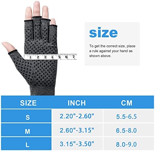 ACWOO Arthritis Gloves, Compression Gloves Therapy for Arthritis Pain Relief, Hand Fatigue, Anti-Slip Fingerless Design for Women and Men, Provide Support for Hands and Finger Joint, Grey(M)