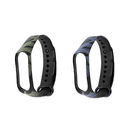 Image of ILOFT Silicone Camouflage Army Style Band Strap for Xiaomi Mi Smart Band 4 and Mi Smart Band 3 (Device Not Included) (Green+Grey)