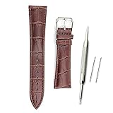 [１１Ｓｔｒａｐｓ] 11Straps【幅20mm】本革製 時計ベルト 時計バンド バネ棒 バネ棒外し付き 交換セット (ダークブラウン(クロコダイル型押し))