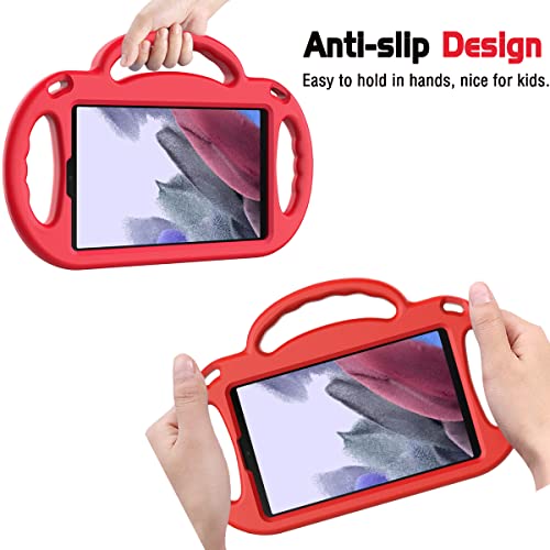 Avawo Kids Case For Samsung Galaxy Tab A7 Lite 8.7 Inch 2021, Galaxy Tab A7 Lite Case, With Strap, Shockproof Lightweight Handle Stand Case For Samsung Tab A7 Lite 8.7 2021 (Sm-T220/T225/T227), Red #TOP2