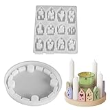 Navidad de silicona, base antiadherente de 12 cavidades con diseño de resina flexible, molde para y hogar con estructura robusta, herramienta de artesanía de bricolaje para Navidad, acceso