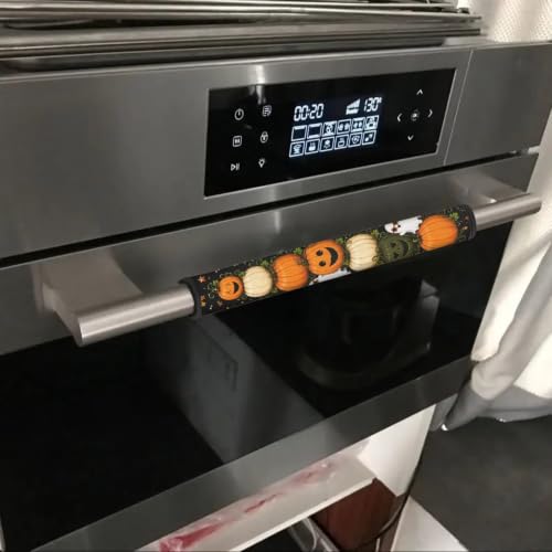 Image of Halloween 6 Piece Refrigerator Handle Covers Funny Pumpkin Print Fridge Handle Covers Washable Appliance Handles Cover for Fridge Microwave Stove Dishwasher Halloween Decor