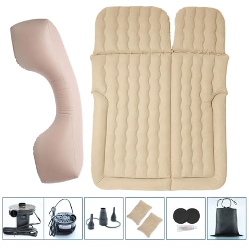 Image of Oshotto Multifunctional Car Inflatable Bed Air Mattress SUV Car Travel Outdoor Camping mat with Two Air Pillows and Air Pump Compatible with Maruti Suzuki Gypsy (Beige)