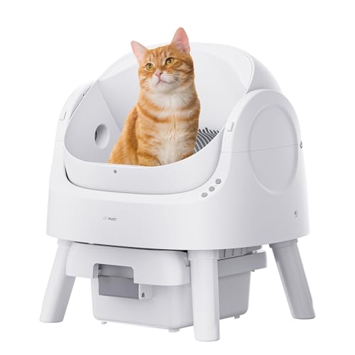 PetPivot Automatic Cat Litter Box Open Top Litter Box for Multiple Cats Self Cleaning Litter Box with Liners and Mat Included (Updated Sensors + Local Support)