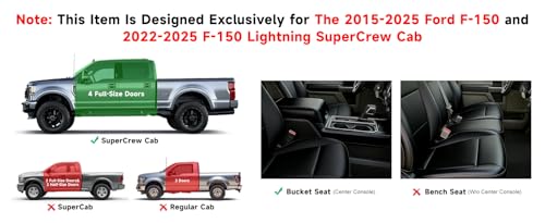 Image of Premium Color TPE Floor Mats for Ford F-150 2015-2026 | Titan Gray Wing Design| F150 Lightning 2022-2025 SuperCrew (Rear w /o Fold Flat Storage) | Heavy Duty Car Carpet All-Weather Protection
