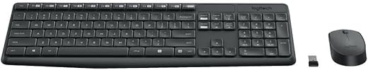 Logitech MK235 Wireless Keyboard and Mouse Set for Windows, 2.4 GHz Wireless Unifying USB Receiver, 15 FN Keys, Long Battery Life, Compatible with…