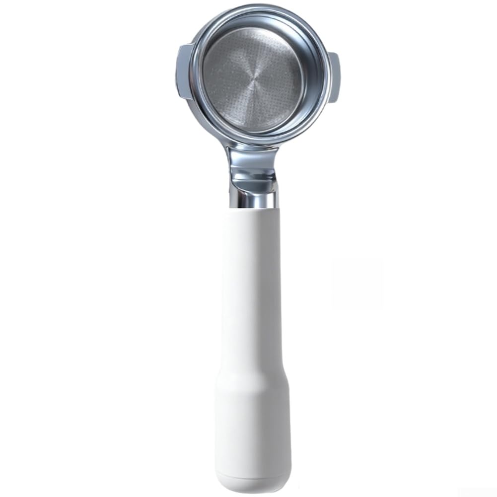 58mm E61 Portafilter Base plana de dos orejas Acero inoxidable para mango para barista uso doméstico duradero (blanco)