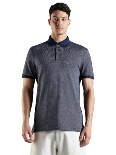 Image of Tommy Hilfiger Solid Regular Fit Cotton Polo T-Shirt