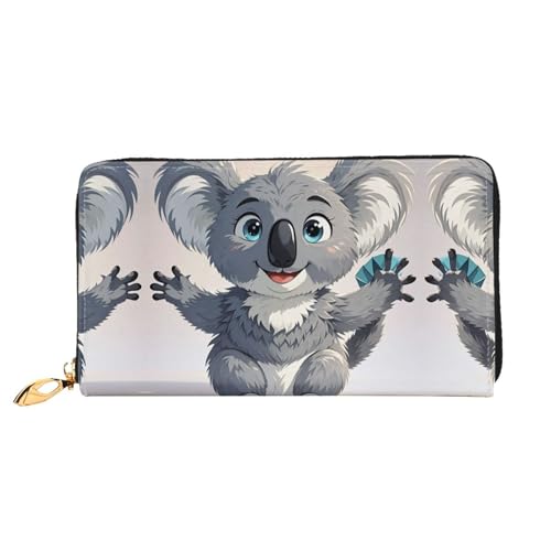 Portefeuille cuir koala dessin animé femme long porte-monnaie fin porte-cartes crédit deux volets