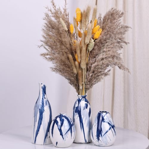 Vases à bourgeons céramique bleu et blanc petit vase de table fleur maison salon