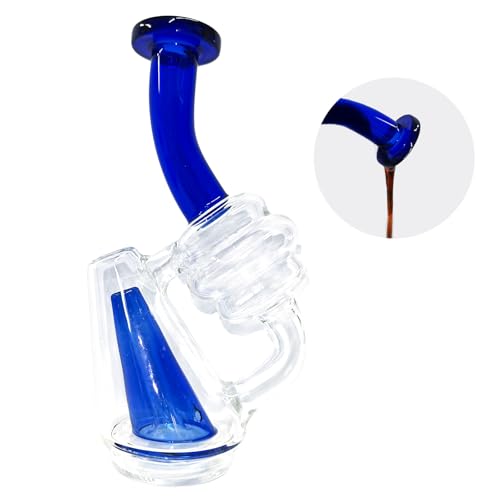 FITactic Cruet Dispenser Set for Olive Oil Vinegar Soy Sauce, Elegant Glass Seasoning Bottle Containers for Kitchen Cooking (Blue)