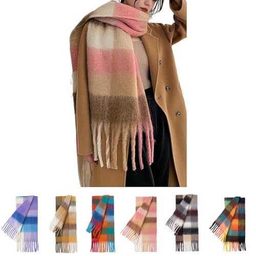 Lista de Bufandas para Mujer de esta semana. 43 CSJD@J Bufanda Gruesa De Invierno Para Mujer,Bufanda Cálida A Cuadros Colorida Y Gruesa Extra Grande Para Clima Frío