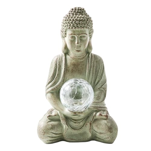Lightware Solar Buddha Garden Light - 32cm Outdoor Statue wi